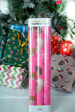 Load image into Gallery viewer, Chestnut Celebrations  Pink 3-Pack Black Christmas Wrapping Paper