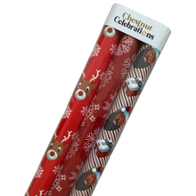 Load image into Gallery viewer, Chestnut Celebrations Red 3-Pack Black Christmas Wrapping Paper