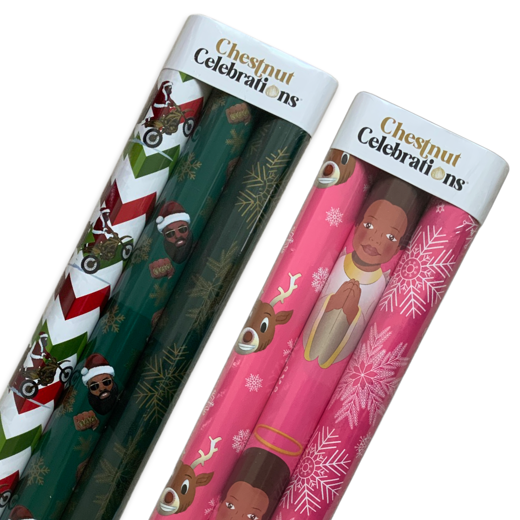 Chestnut Celebrations Pink & Green Wrapping Paper Bundle