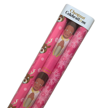 Load image into Gallery viewer, A Chestnut Black Christmas Wrapping Paper (Pink)
